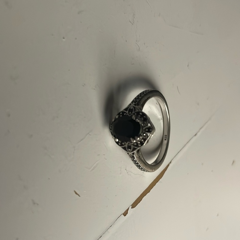 Black stone ring size 9